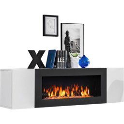 Fireplace Cabinet Blanc Mat & Blanc Brillant - Blanc Mat & Blanc Brillant