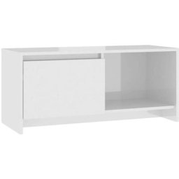 Hommoo - Meuble tv Blanc brillant 90x35x40 cm Aggloméré