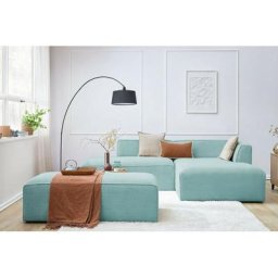 Canapé modulable Bobochic Canapé d'angle fixe modulable megeve tissu velours côtelé avec pouf Angle