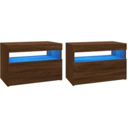 Vidaxl - Meubles tv 2 pcs avec lumières led Chêne marron 60x35x40 cm Chêne marron