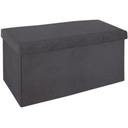Pouf pliable - l 76,6 x l 38 x h 37,5 cm - Velours - Gris foncé - Livraison gratuite - Gris