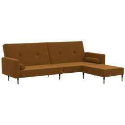 Vidaxl - Canapé-lit à 2 places avec repose-pied Marron Velours Marron