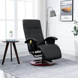Fauteuil Relax Fauteuil de massage - Fauteuil de Relaxation Noir Similicuir BV666595 Bonnevie