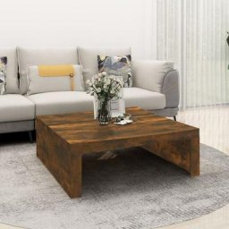 Table basse Table de salon | Bout de canapé Chêne fumé 100x100x35 cm Bois d'ingénierie 25374 - Brun