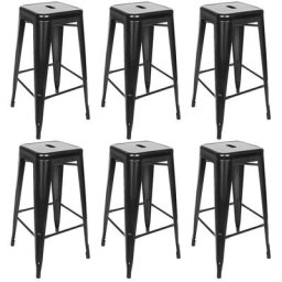 Wyctin - Hofuton Lot de 6 Tabouret de Bar Tabouret Haut Industriel Metallique Repos-pied pour