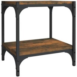 Meuble tv Chêne fumé 40x33x41 cm Bois d'ingénierie et acier Vidaxl Chêne fumé