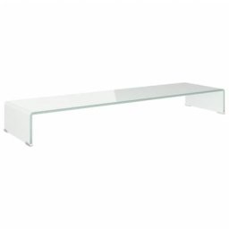 Meuble tv/ Support pour moniteur 110 x 30 x 13 cm Verre Blanc Vidaxl Blanc
