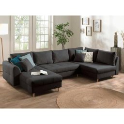 Rune - canapé panoramique - 7 places - style scandinave - droit - gris foncé - Gris foncé
