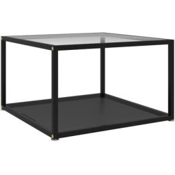 Table basse Transparent et noir 60x60x35 cm Verre trempé Vidaxl transparent et noir
