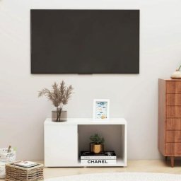 True Deal - Meuble tv Blanc brillant 60x24x32 cm Aggloméré