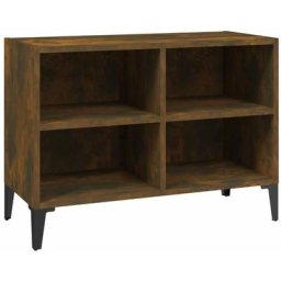 Meuble tv avec pieds en métal Chêne fumé 69,5x30x50 cm Vidaxl Chêne fumé