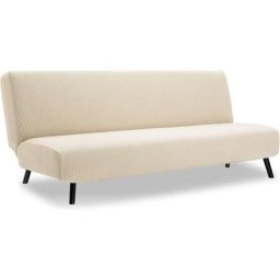 Leisei - Housse de canapé sans accoudoirs, housse élastique antidérapante en tissu doux (beige)