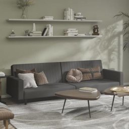 Kalisse - Sofa Divan convertible - Contemporain Canapé-lit à 2 places - Gris foncé Velours Pour