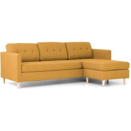 Mars Sofa, Canapé avec chaise longue réversible à droite ou à gauche, en tissu jaune curry avec