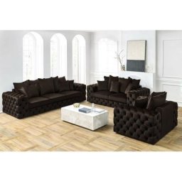 Canapé droit fixe BOBOCHIC - Ensemble canapé droit fixe 3 + 2 places + fauteuil chesterfield