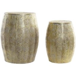Set de 2 tables d'appoints rondes en métal coloris doré