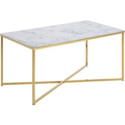 Alisma Table basse, impression marbre blanc. - Blanc