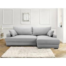 Soraya - canapé d'angle convertible - avec coffre - 4 places - droit - gris clair - Gris clair