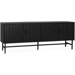 Meuble TV, Bazalt, quatre portes, deux étagères, L 160 x l 39 x H 60cm - Noir