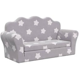 Canapé pour enfants à 2 places Gris clair étoiles Peluche douce