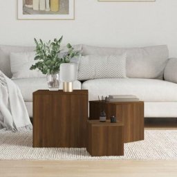 Lot de 3 Tables d'appoint Tables basse pour Salon Chambre - Chêne marron Bois d'ingénierie BV597945