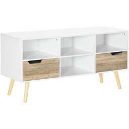 Homcom - Meuble tv design moderne 2 tiroirs 4 niches avec 2 passe-câbles - I117 cm - panneaux de