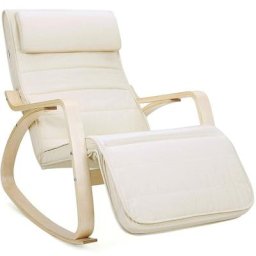 Songmics - Fauteuil à bascule, Chaise berçante, avec Repose-pieds réglable à 5 Niveaux, avec