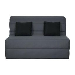 Banquette bz 2 places - Tissu Gris + 2 coussins noir - l 140 x p 99 x h 98 cm - alice - Made in