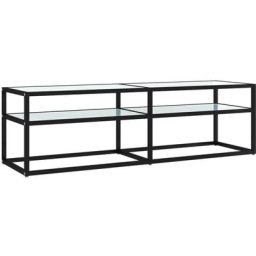 Meuble tv Marbre blanc 140x40x40,5 cm Verre trempé Vidaxl Black and white marble