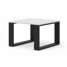 Table basse Luca en bois - Blanc et noir - L 60 x P 60 x H 40 cm - Livraison gratuite - Blanc