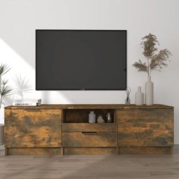 Kalisse - Banc tv Moderne - Meuble tv Chêne fumé 140x35x40 cm Bois d'ingénierie FR9603