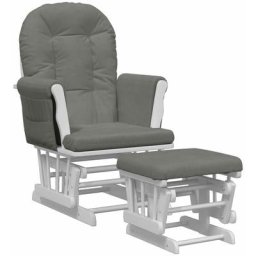 Vidaxl - Chaise berçante avec repose-pied Gris foncé Tissu Dark grey and white