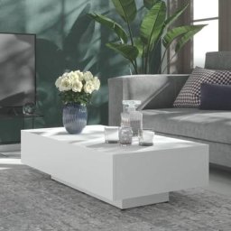 Elegant-Stil Table basse Blanc 115x60x31 cm Aggloméré,pour Salon/Jardin,Montage facile,24 Kg