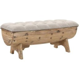 Banc Coffre de rangement - Banquette Pouf Bois massif et tissu 103 x 51 x 44 cm BV110317 Bonnevie
