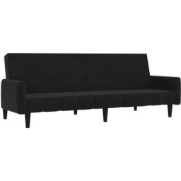Canapé-lit à 2 places Noir Tissu microfibre vidaXL - Noir