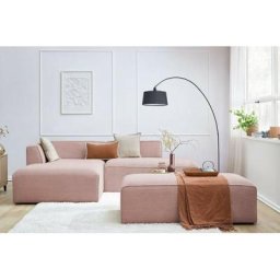 Canapé modulable Bobochic Canapé d'angle fixe modulable megeve tissu velours côtelé avec pouf Angle