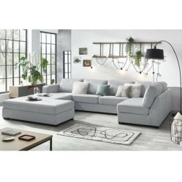 Canapé panoramique convertible Bobochic Canapé panoramique convertible mega avec pouf Angle gauche