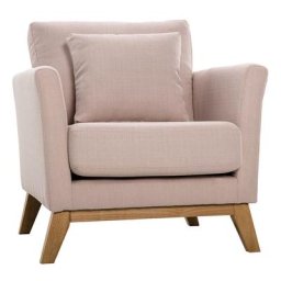 Fauteuil scandinave déhoussable en tissu rose et bois clair oslo - Rose tendre