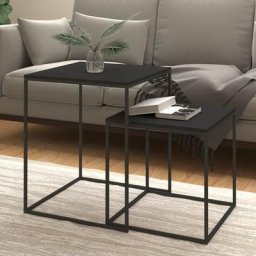 Lot de 2 Table basse Table de salon | Bout de canapé Bois d'ingénierie et métal 70528 - Noir