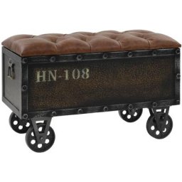 Banc de rangement | Coffre de rangement Bois massif et similicuir 80,5x41x50 cm 81574 - Brun