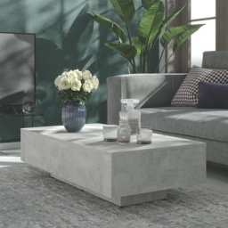 Elegant-Stil Table basse Gris béton 115x60x31 cm Aggloméré,pour Salon/Jardin,Montage facile,24 Kg