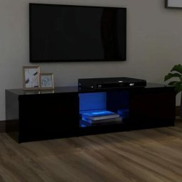 Kalisse - Banc tv Moderne - Meuble tv avec lumières led Noir 140x40x35,5 cm FR5704