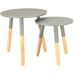 Tables d'appoint 2 pcs Gris Pin massif vidaXL - Gris