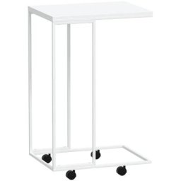 Vidaxl - Table d'appoint avec roues Blanc 40x30x63,5cm Bois d'ingénierie Blanc et marron