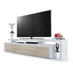 Tv Lowboard armario mesa de televisión Leon V3 en blanco, diferentes colores - Chêne brut / Blanc