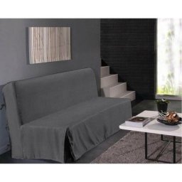 Best Interior - Housse de clic clac aspect lin 3 places Gris anthracite 140x200cm - Gris anthracite
