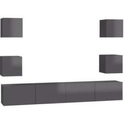 Ensemble de meubles tv 6 pcs Gris brillant Aggloméré Vidaxl gris brillant