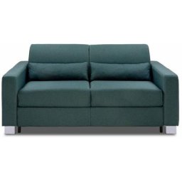 Canapé 3 places domus V2 convertible express sommier lattes 140cm matelas 17 cm tweed bleu paon