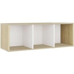 Meuble tv Blanc et chêne sonoma 107x35x37 cm Aggloméré Vidaxl Blanc et chêne sonoma