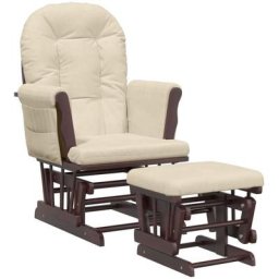 Chaise berçante avec repose-pied Blanc crème Tissu vidaXL - Crème et marron